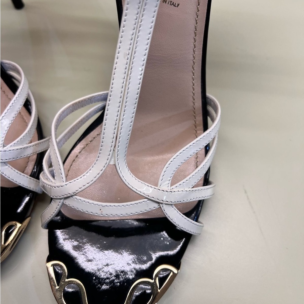 Ice Silver and Black Strappy Heels - Picture 7 of 12